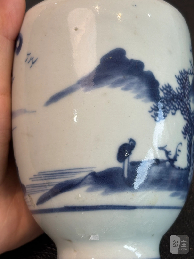清雍正 青花通景山水纹瓶 - 图11